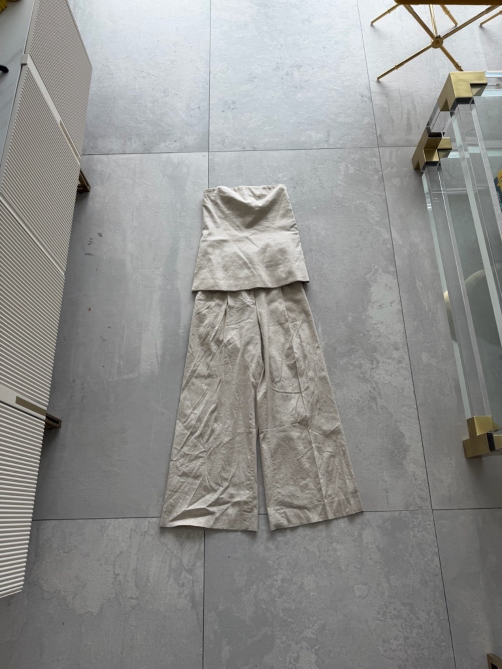 COS Strapless Top + Wide-Leg Pant in Light Beige (matching 2-piece linen set) - Picture 6 of 13